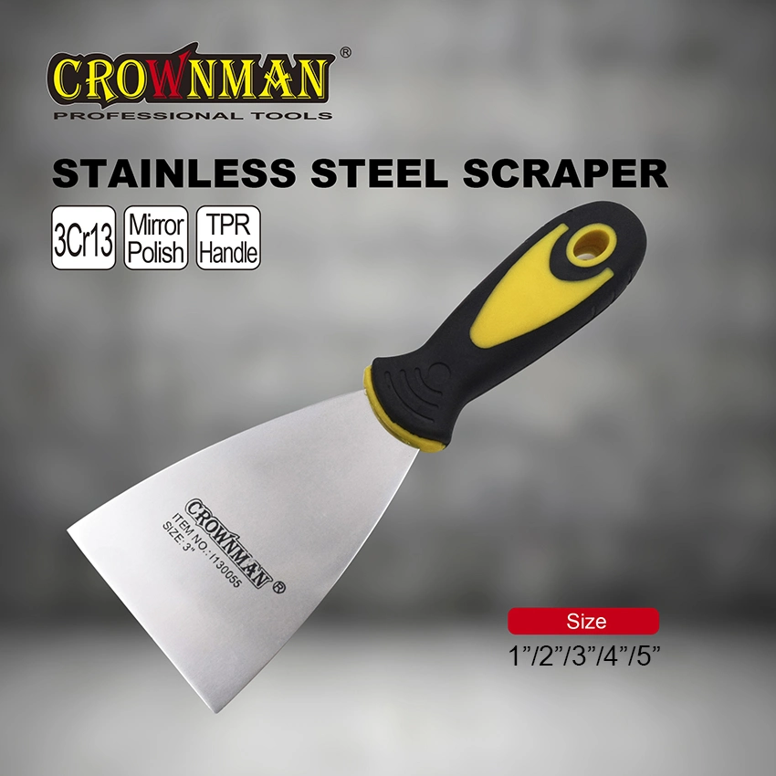 Crownman Painting Tools, Industrial Grade 1&quot;/2&quot;/3&quot;/4&quot;/5&quot; Stainless Steel Scraper with Rubber Handle