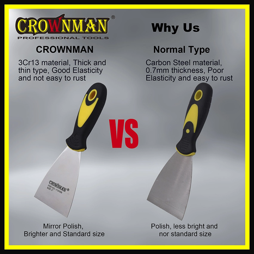 Crownman Painting Tools, Industrial Grade 1&quot;/2&quot;/3&quot;/4&quot;/5&quot; Stainless Steel Scraper with Rubber Handle